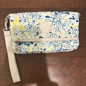 Kipling Blue and Yellow Floral Clutch
